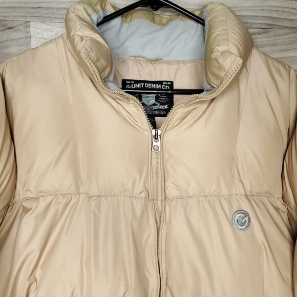 Vintage G UNIT Denim Co 50 Cent Heavyweight Puffer Vest/Jacket Tan Mens Sz 2XL - Picture 2 of 15